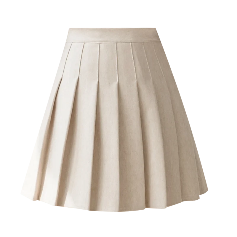 Autumn Winter Women's Solid High Waisted Pleated Elastic Casual Fashion Vintage Office Lady Sexy Pleated Party Skirt Mini Dress