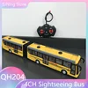 1:48 4CH Yellow RC Single Double Bus Light Sound Electric School Tourist Sightseeing Vehicles Car Simulagtion Toys Gifts 1