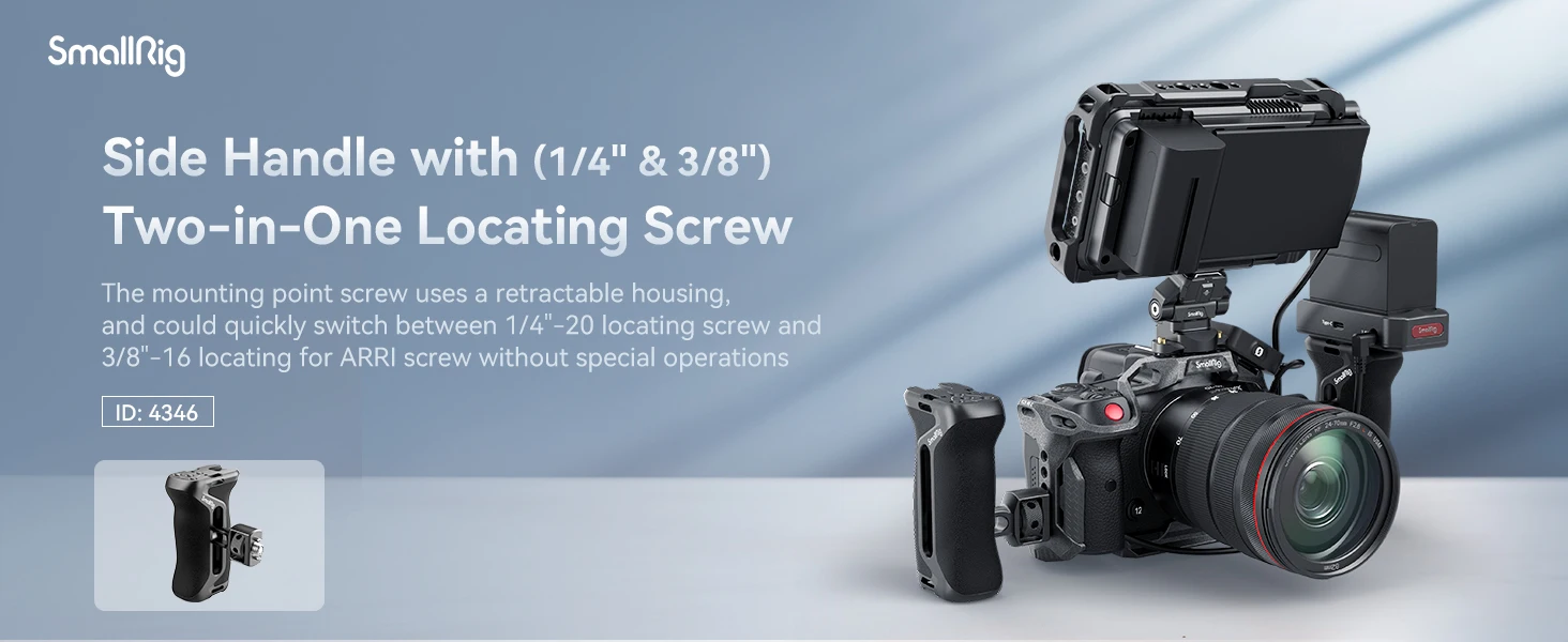 SmallRig Seitengriff mit Zwei-in-Eins-Positionierungsschraube 1/4" und 3/8", universeller Kamerakäfig-Handgriff für Sony für Canon für Niko 4346 – Detail 1