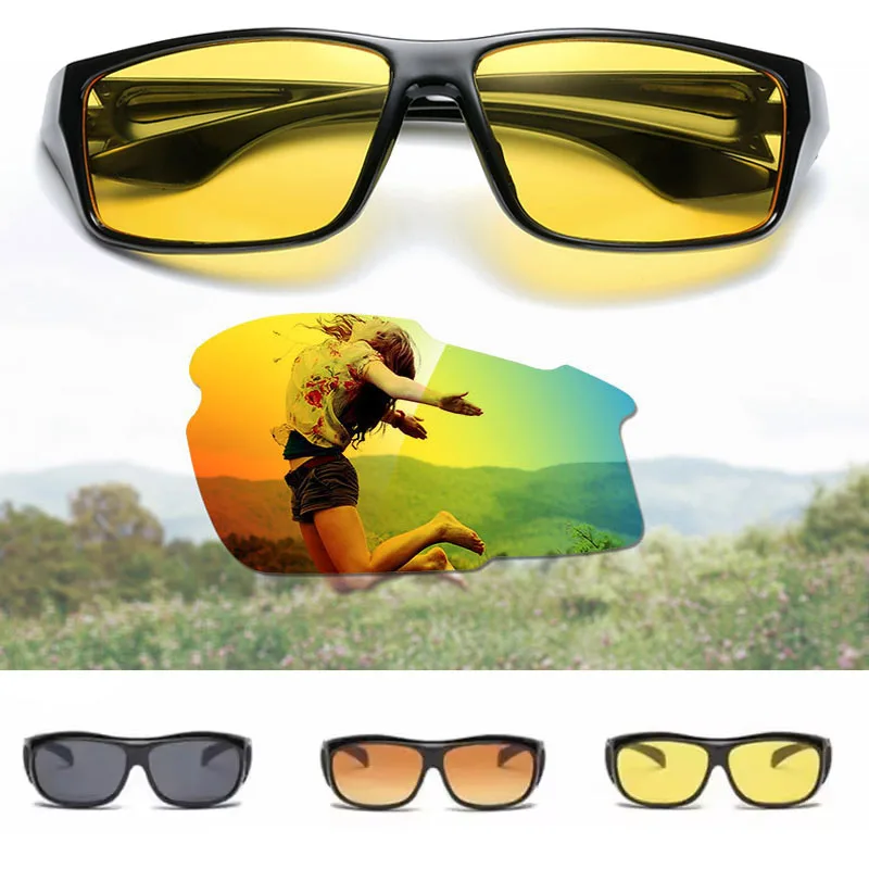 Night Vision Glasses Anti-Glare Fashion Sunglasses Yellow Polarized Lens Driving Goggles For Car Drivers Car Accessries