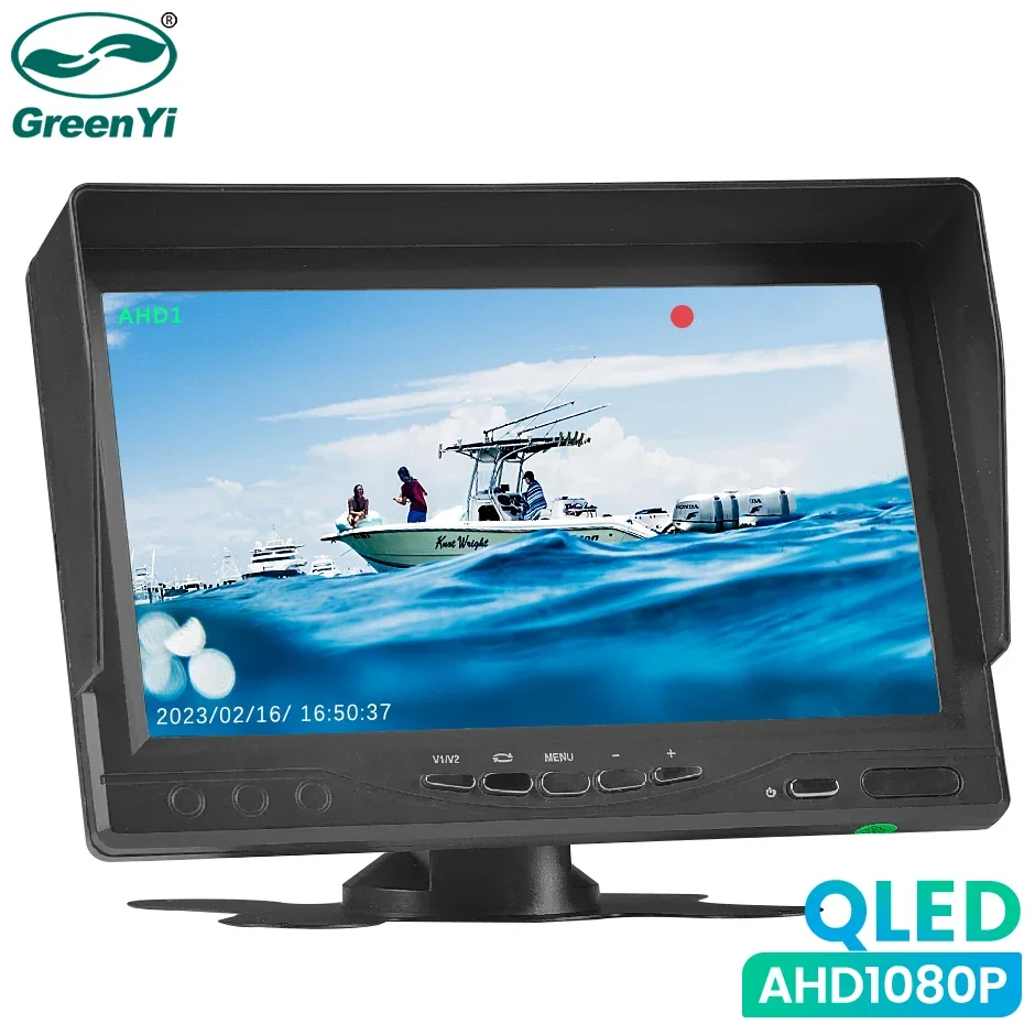 Car Display Monitor 7" Quantum Dot IPS QLED Display AHD DVR Monitor For Truck Car Fishing Support 1080P Camera Loop Recording Video Players