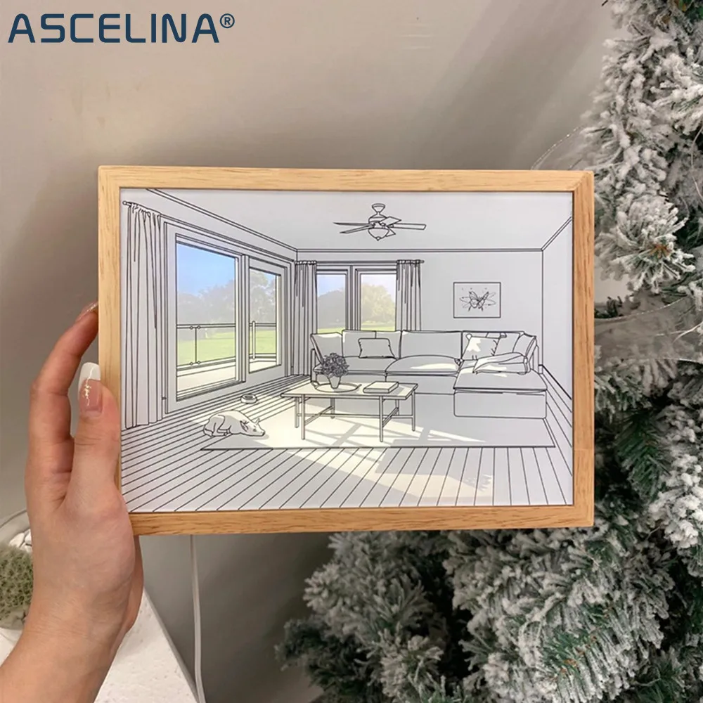 PaintingLEDTableLampModernArtLightPaintingShadowBoxNight