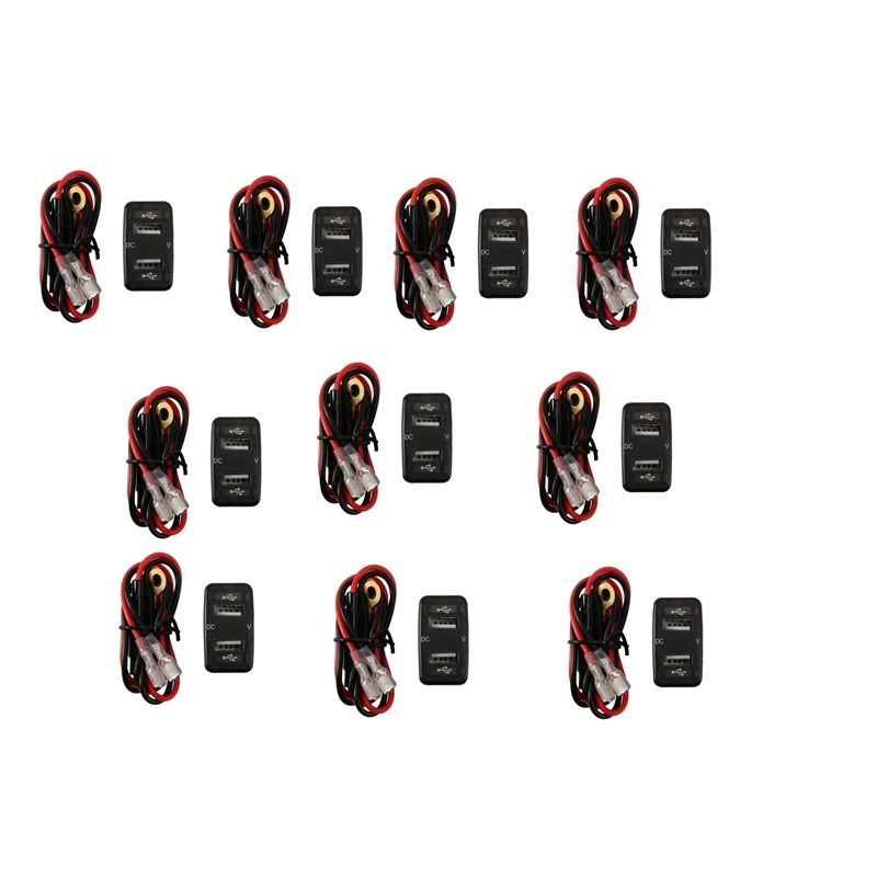 

10 шт., автомобильное зарядное устройство с двумя USB-портами