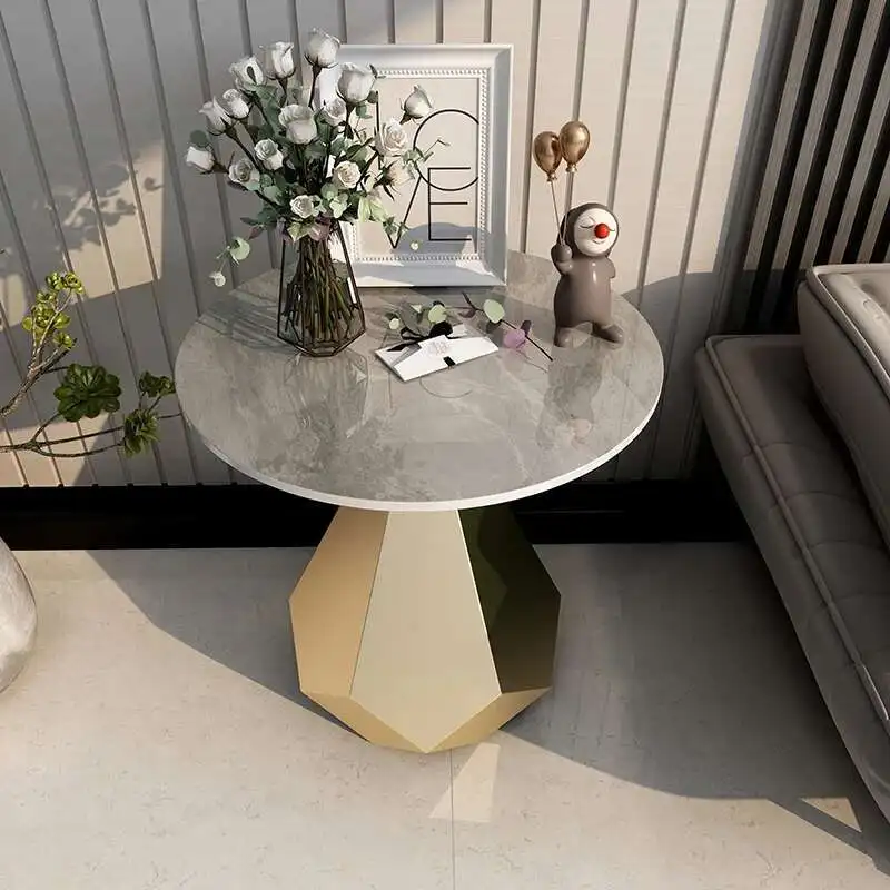 Living room coffee table circular metal small marble designer coffee table gold mini countertop modern Nordic furniture