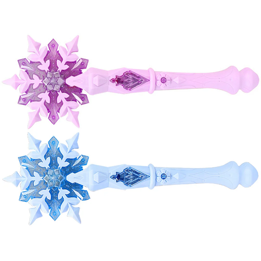 

2 Pcs Fairy Snow Wand Child Girls Gift Snowflake Lights Plastic Decorative
