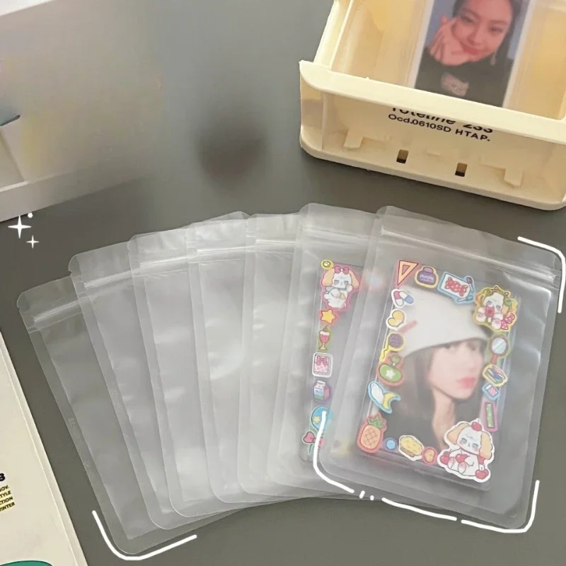 10PCS Clear Zip Lock Plastic Card Package Bags with Zipper Self Seal Transparent Ziplock Kpop Card Packaging Self Sealing OPP Bag