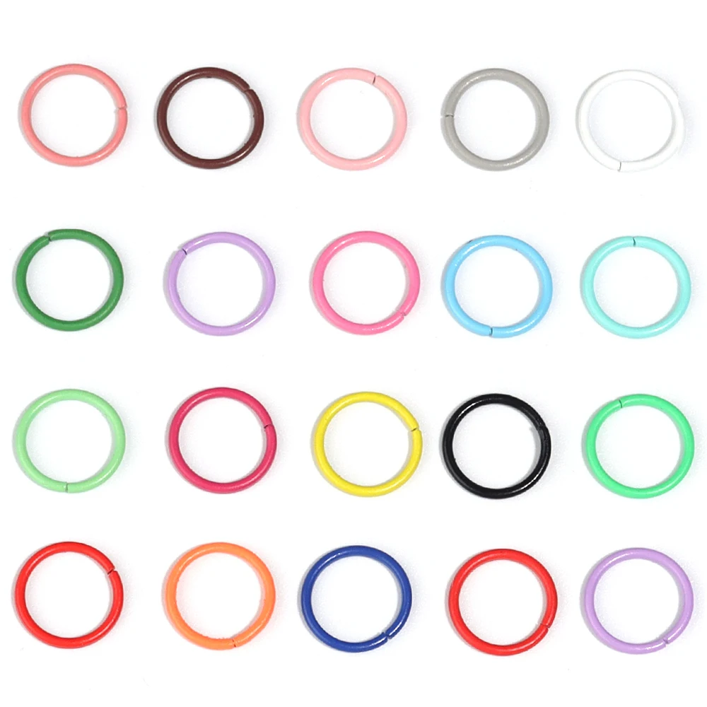 Colorful Metal Single Loop Rings for DIY Jewelry Making - 50pcs Assortment