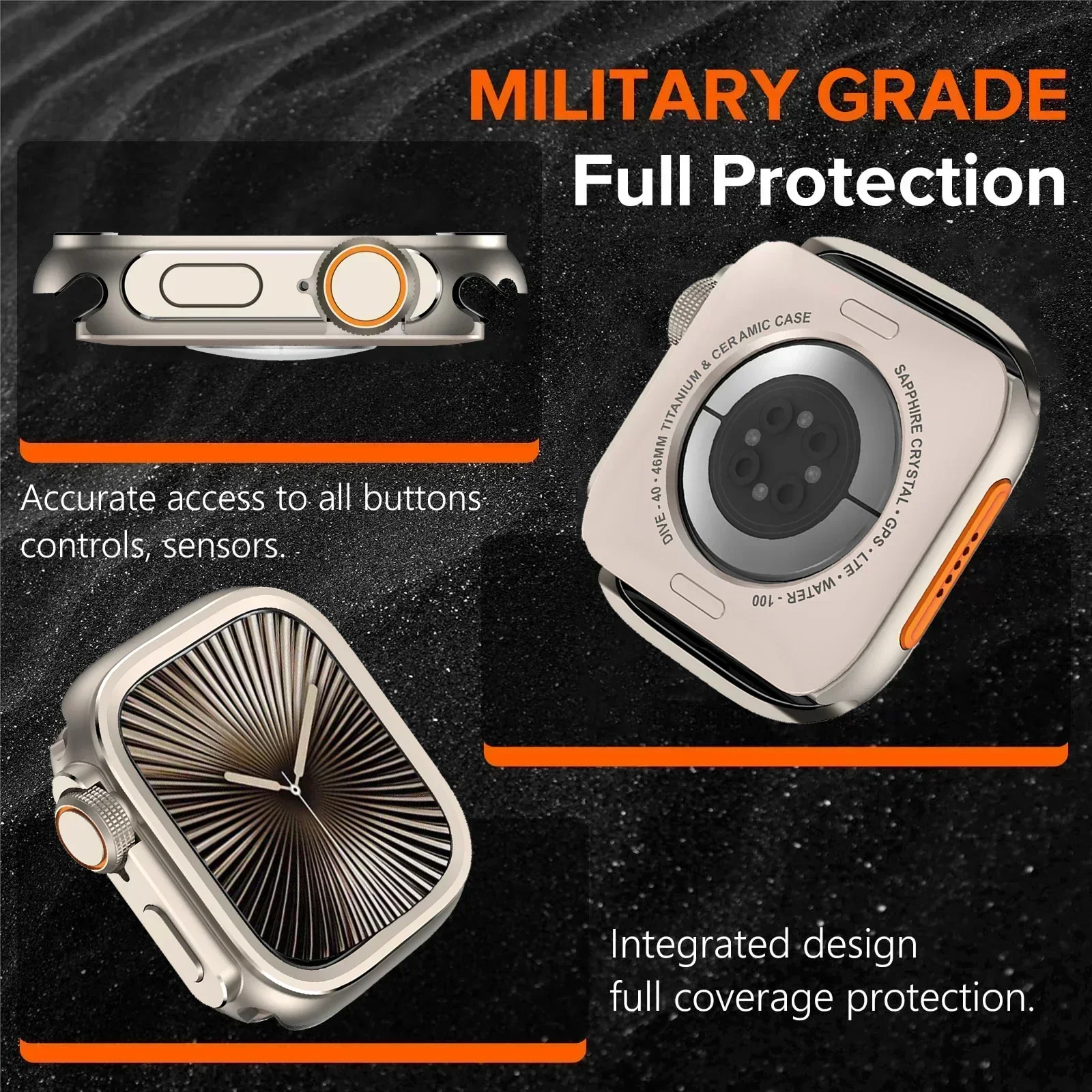 Premium Aluminum Alloy Watch Case with TPU Bumper and Metal Frame
