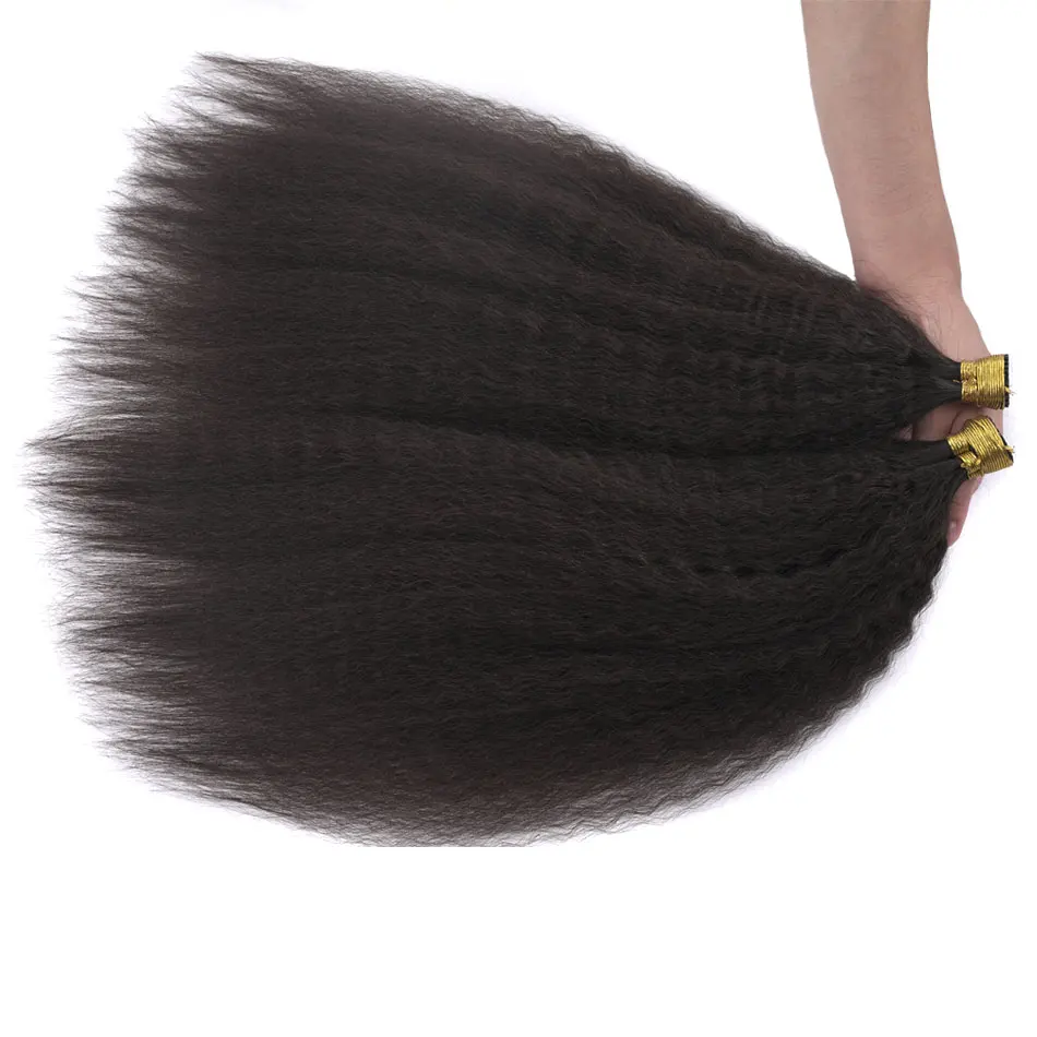 Hair Extensions Kinky Straight I Tip Hair Extensions Remy Mongolian Hair For Women Brown Blonde Natural Black ITip Microlinks For Salon