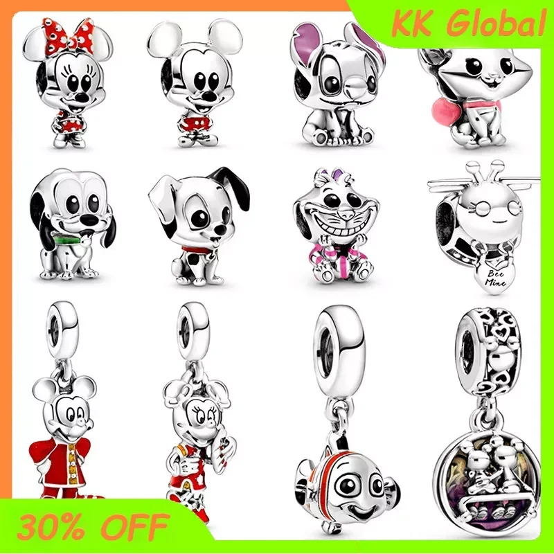 

925 Silver Disney 100th Princess Pumpkin Cart Mickey Minnie Dumbo Charm Stitch Beads Fit Original Pandora Bracelet DIY Gift Toys