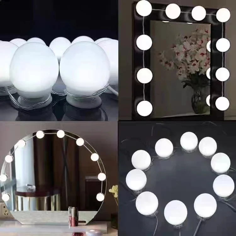 Makeup Mirror Lights Nordic Adjustable Luminance 3 Colors LED USB Wall Bulbs String
