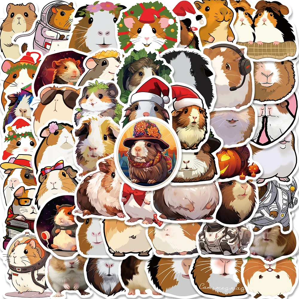 

50pcs Cartoon Cute Guinea Pig Cavy Animal Stickers for Envelope Computer Diary Suitecase Guitar iPad Scrapbook Waterproof Decal