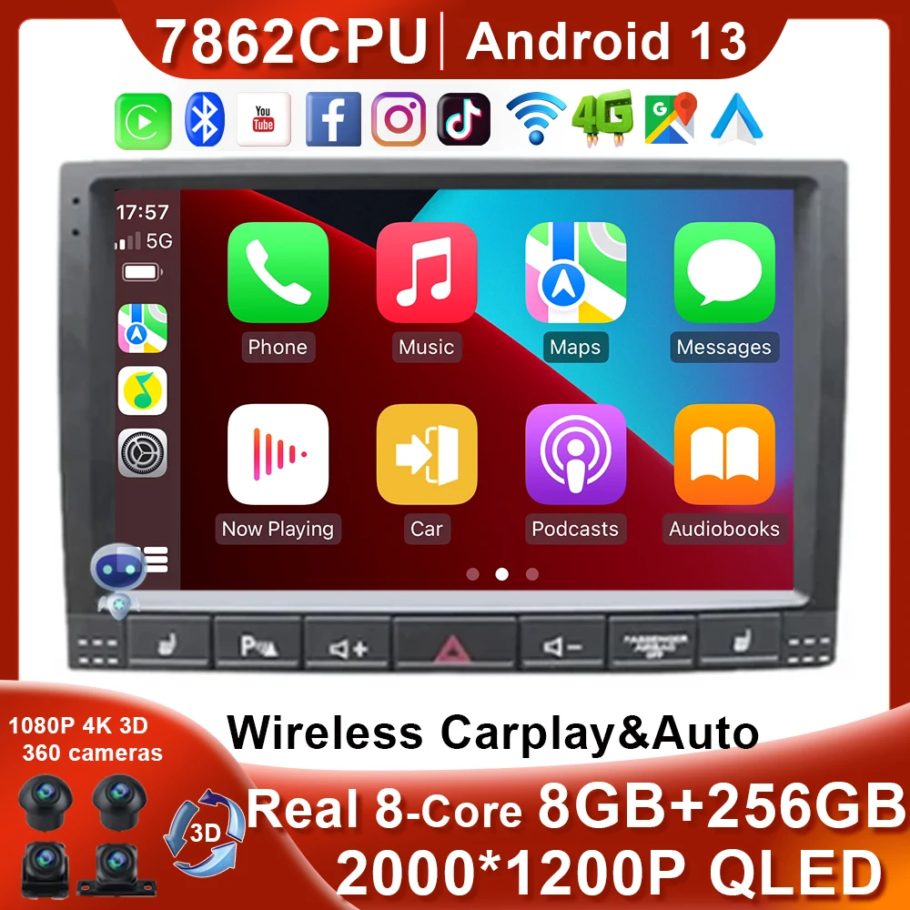 Real 8-Core Per Volkswagen Vw Touareg 2002 - 2012 Player Stereo Carplay Monitor Tv Gps Autoradio Navigazione Multimediale Autoradio