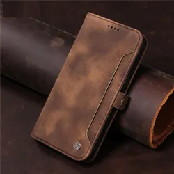Luxury Leather Flip Phone Case Wallet Cover - S21 (Brown)