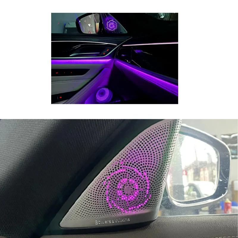 BMW 5 시리즈 G30 G38 중음 및 고음 음악 스테레오 혼 LED 조명 스피커 커버 자동차 인테리어 장식 키트
