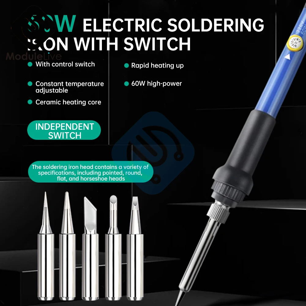 

New Adjustable Temperature Electric Soldering Iron 220V 110V 60W Welding Solder Rework Station Heat Pencil Tips Repair Tools