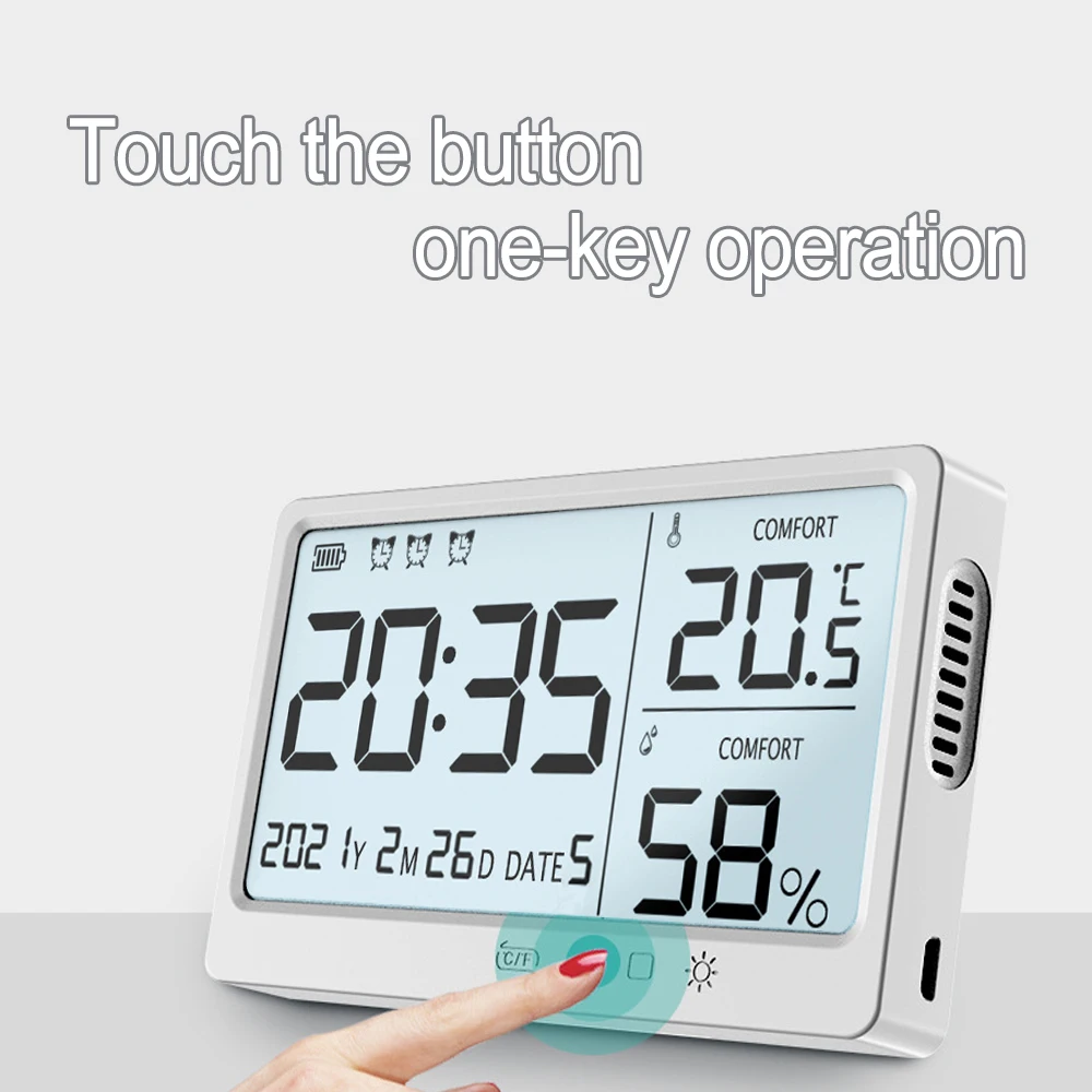 verkeer Honderd jaar Uitgang Electronic Digital Thermometer Temperature Humidity Meter High Precision  Weather Station Hygrometer Alarm Clock Lcd Screen - Thermometer Hygrometer  - AliExpress