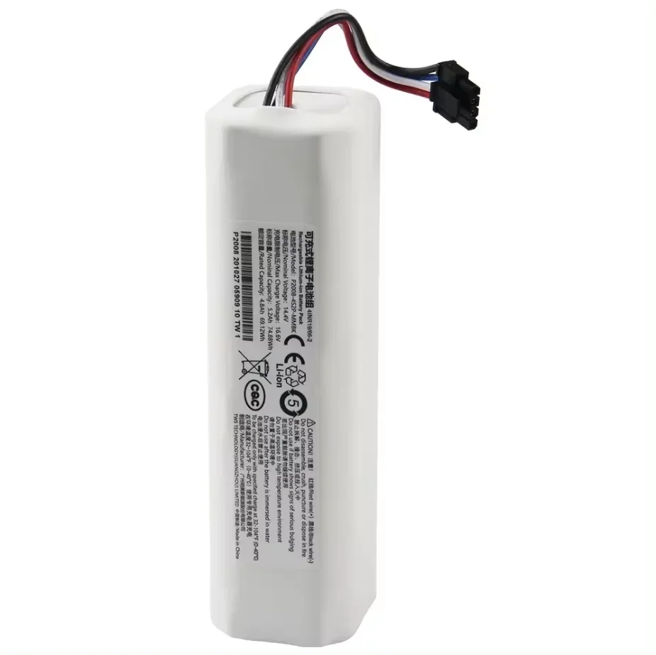 Replacement Battery 14.4V 5200mAh P2008-4S2P-MMBK For Xiaomi Mijia Mi Sweeping Mopping Robot Vacuum Cleaner 1T STYTJ02ZHM 6