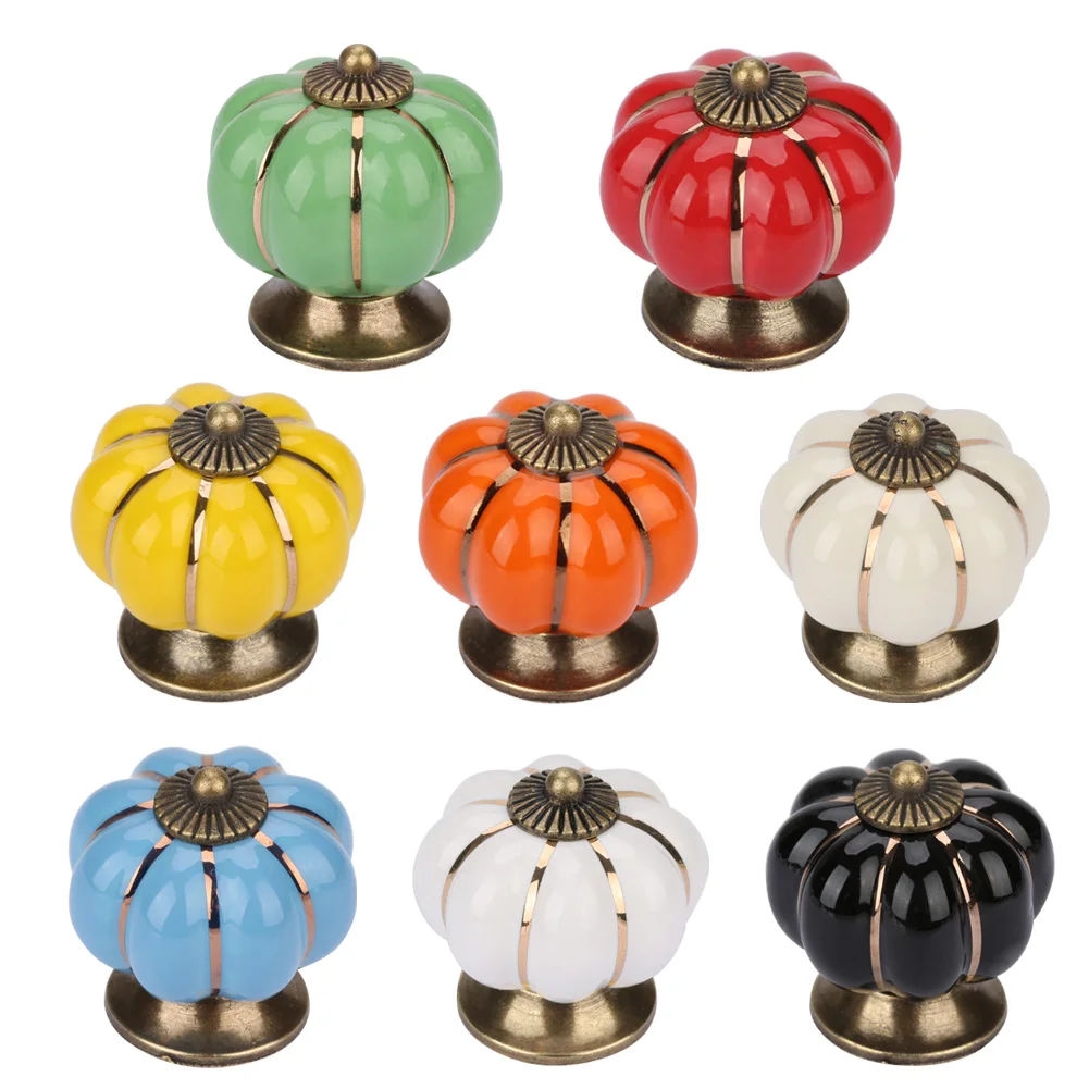 Ceramic Pumpkin Knobs European Style Handle Pull for Room Cabinet Drawer Furniture