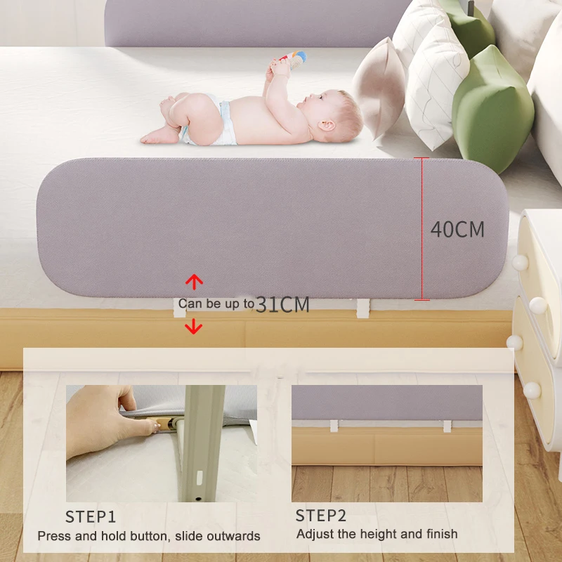 Portable Baby Bed Railing Guard Height Adjustable Safety Bed Fence Children's Crib Rail Kids Protection Barrier 0.8/1.2/1.5M