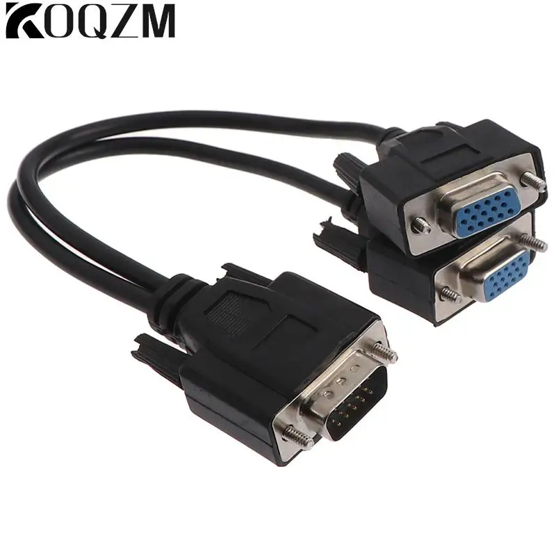 

15Pin VGA Male To 2 Vga Svga Female Adapter Splitter Video Monitor Cable Black White Random Color