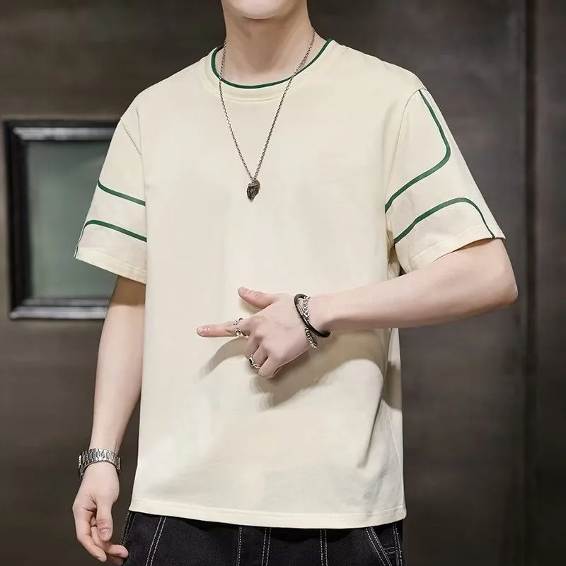 

Elegant Fashion Harajuku Slim Fit Ropa Hombre Loose Casual Sport All Match Tshirts Solid O Neck Thin Style Short Sleeve T-shirts