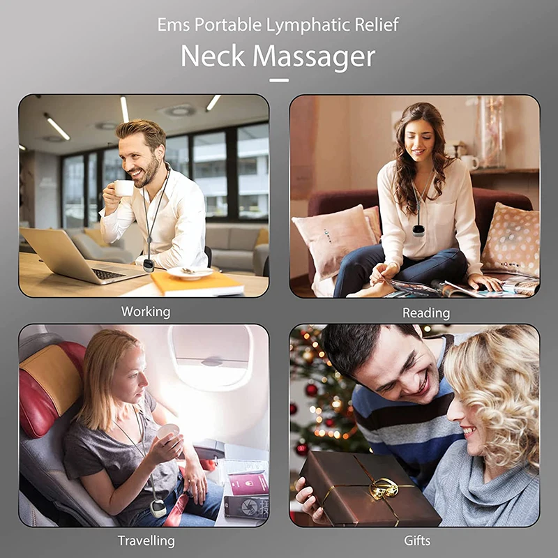 Mini Portable Hanging Neck Massager With Heat Electric EMS TENS Pulse Smart Cervical Spine Massager Shoulder F  2023_voghion.com