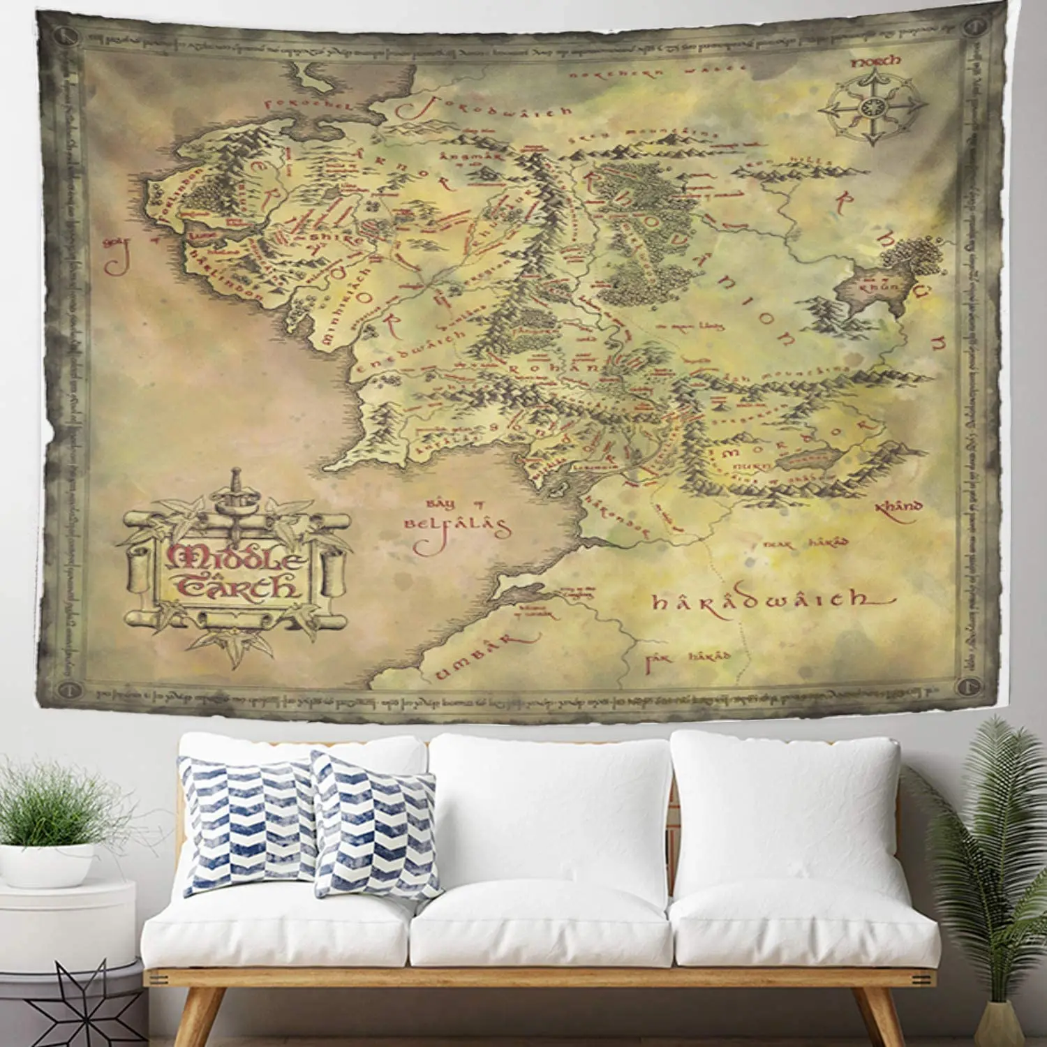 Artwork Wall Hanging Middle Earth Map 50x60 Inches Tapestries Mattress Tablecloth Curtain Home Decor Print Decoration Mural AliExpress