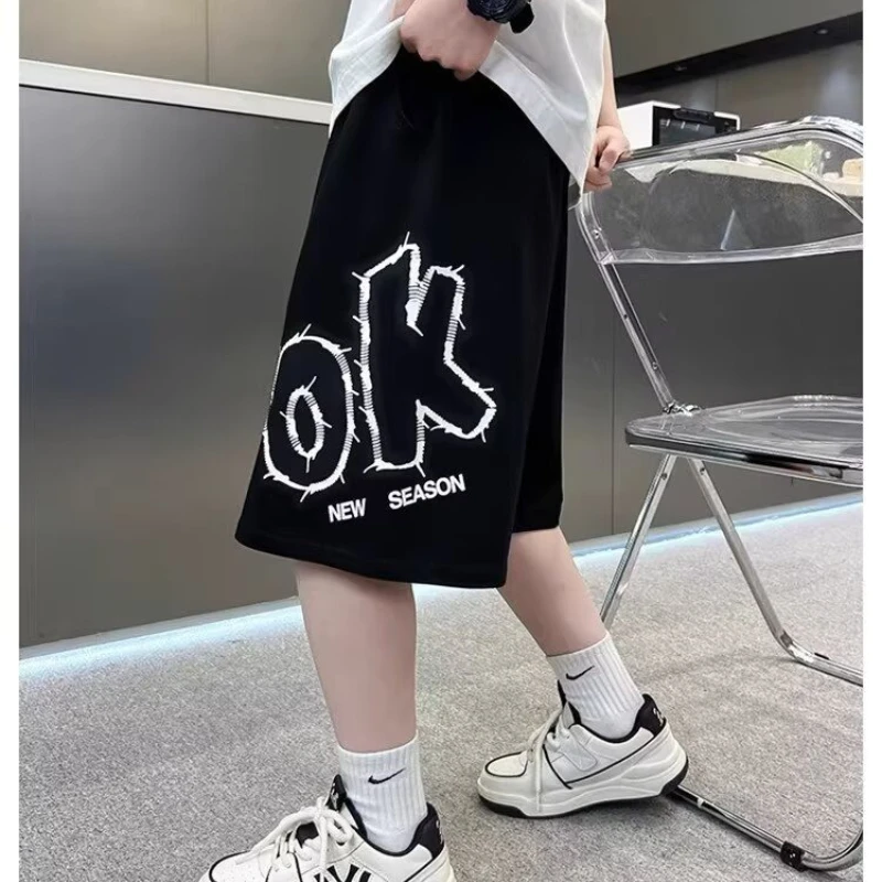 소년용 반바지 여름 2026 한국 아동복 한국 트렌디 레터 프린트 키즈 반바지 4-6Y 7-13Y
