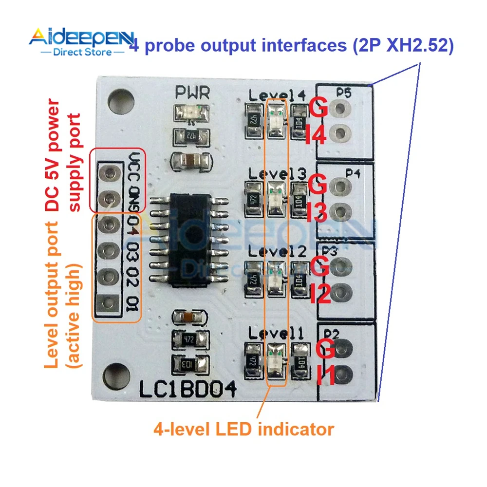 DC 5V 7-12MA 4 Digital Water Liquid Level Indicator Board Controller Sensor Switch Module for Fish tank Water Tower water level switch liquid level sensor