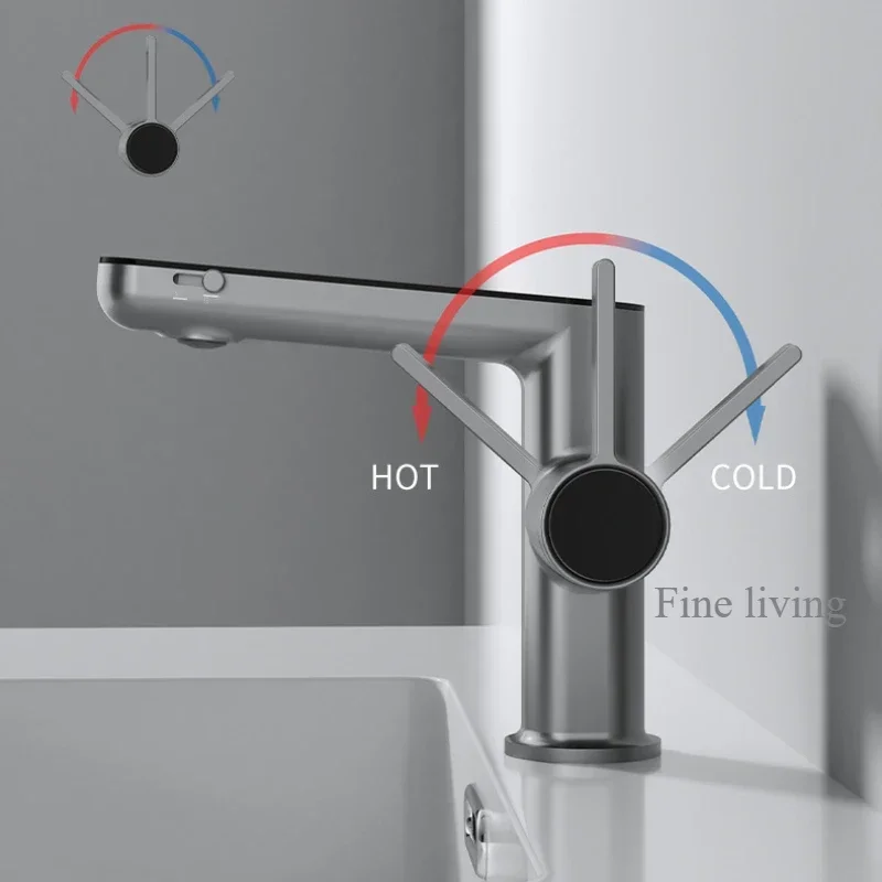 Bathroom faucet, upwashbasin faucet, hot and cold household gun gray 2
