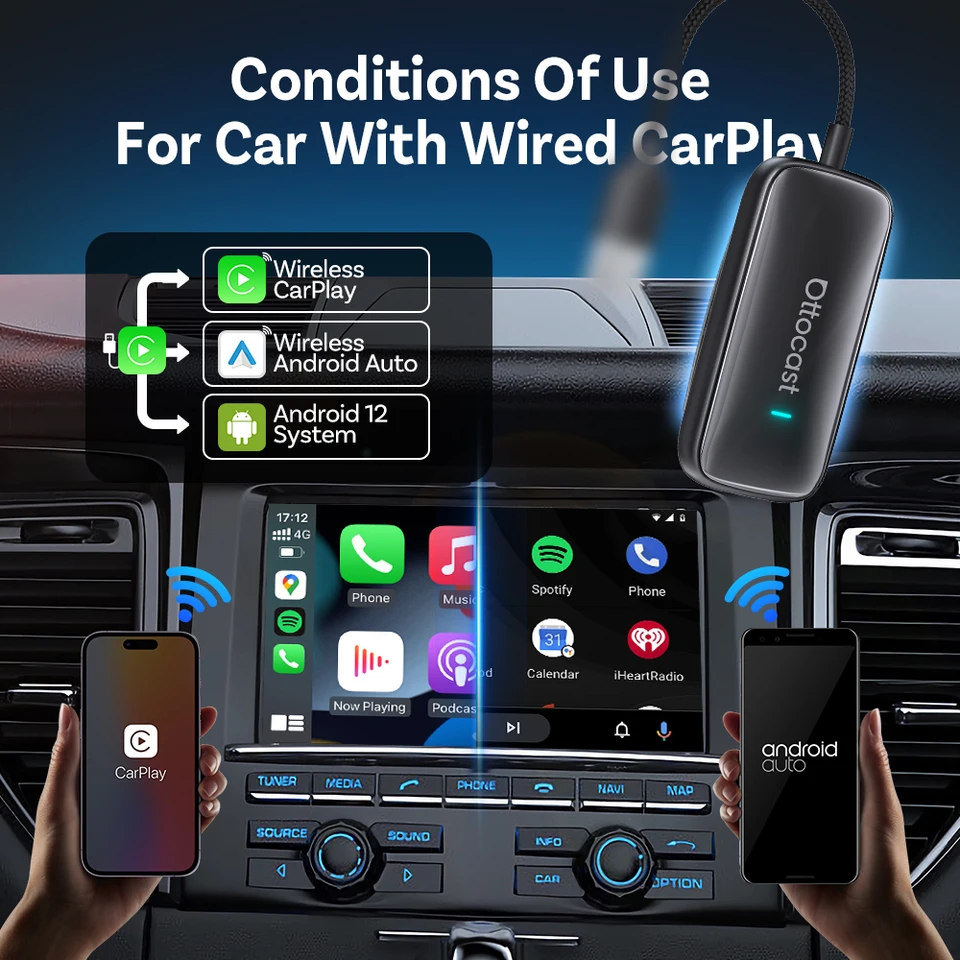 OTTOCAST Play2Video Ultra Wireless CarPlay Android Auto