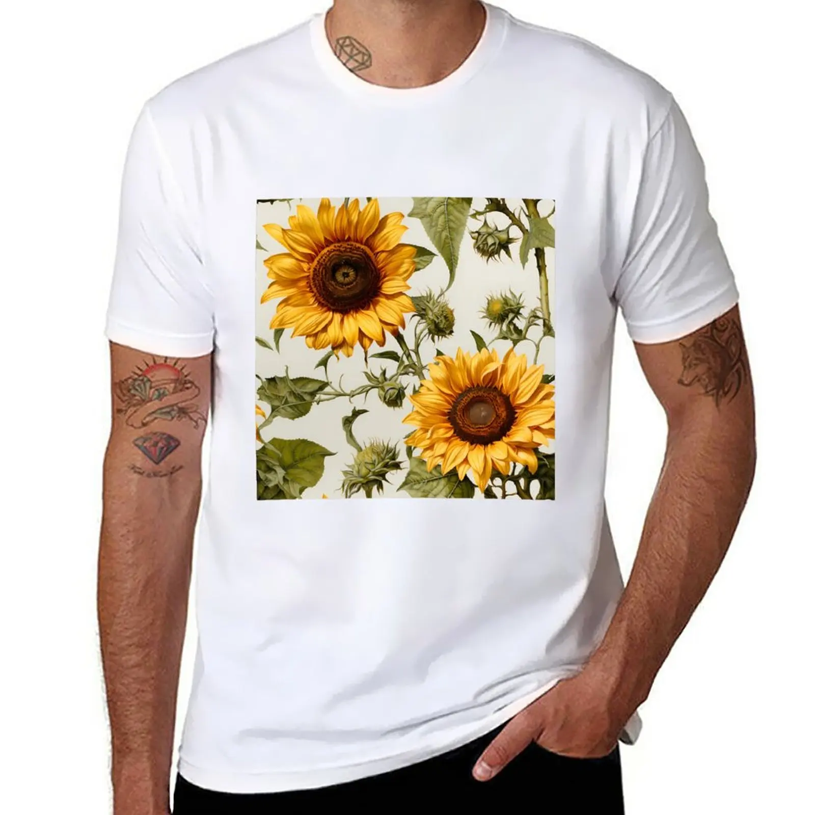 

New Sunflower T-Shirt Short sleeve tee aesthetic clothes mens white t shirts