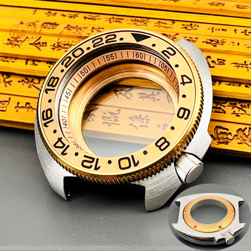 Silver Rose Seiko 6105 Turtle Nh35 Cassa Dell'Orologio Adatta Per Nh35 Nh36 7 S26 Movimento Dell'Orologio Captain Willard Cover Posteriore Trasparente