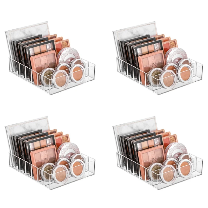 

4X Compact Makeup Palette Organize, 7 Sections Cosmetics Storage Box For Bathroom Countertops, Vanities