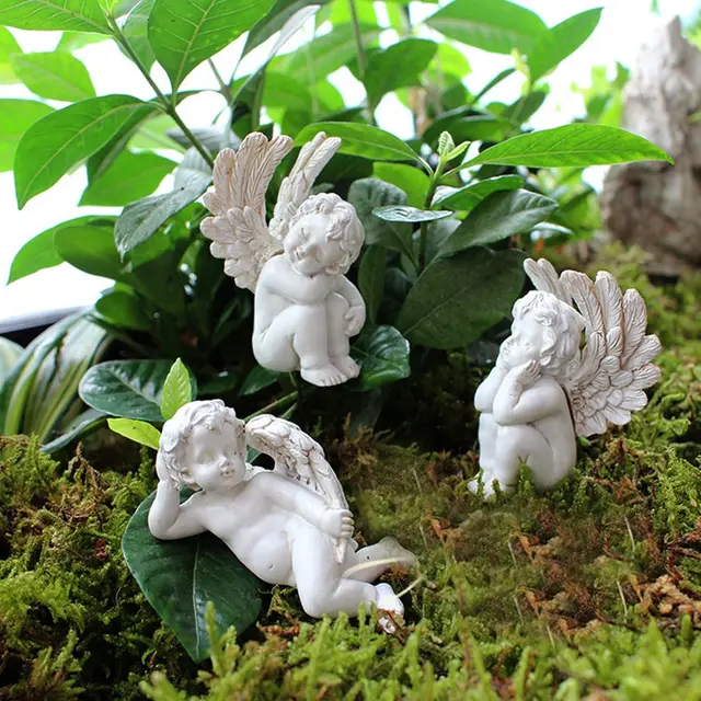 5Db Kislány Gyanta Virágkészlet Plugin Kültéri Aranyos Mikroszkóp Szobor Kreatív Angyal Plug-In Ajándék Virágpot Kertész Dísz - Image 4