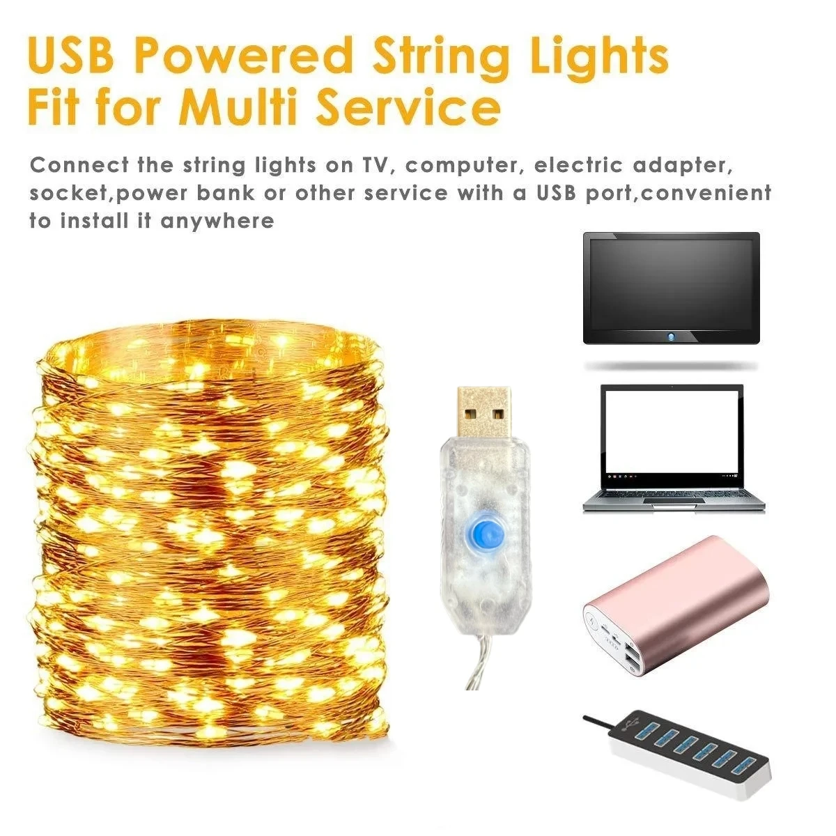 USB LED textový řetězec lehký 5M/10M/20M/30M 8mode daleký ovládání světel víla girland svatební vánoce svátek dekorace lamp nový rok