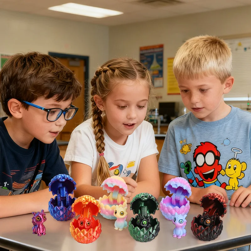 Cute 3D Printed Dragon Eggs with Mini Dragon Surprise Toys for Kids Birthdays Party Favors Easter Goodies Filler Christmas Gifts