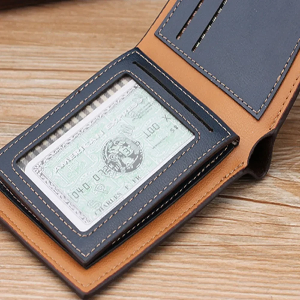 Wallet for Men Short Casual Carteras Business Foldable Wallets PU Leather Male Billetera Hombre Luxury Small Zipper Coin Purse