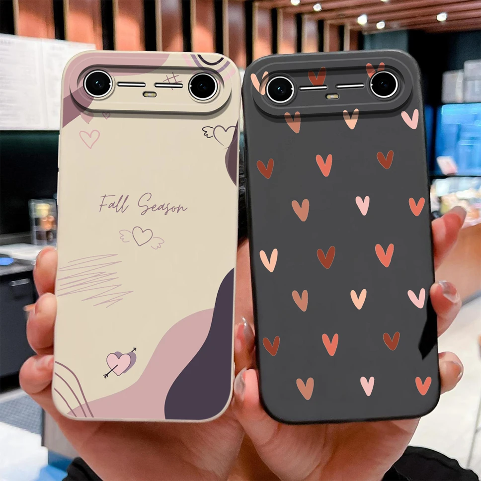 Fashion Love Heart Soft Smooth Liquid Silicone Phone Case Cover for Tecno Pova / Spark Slim