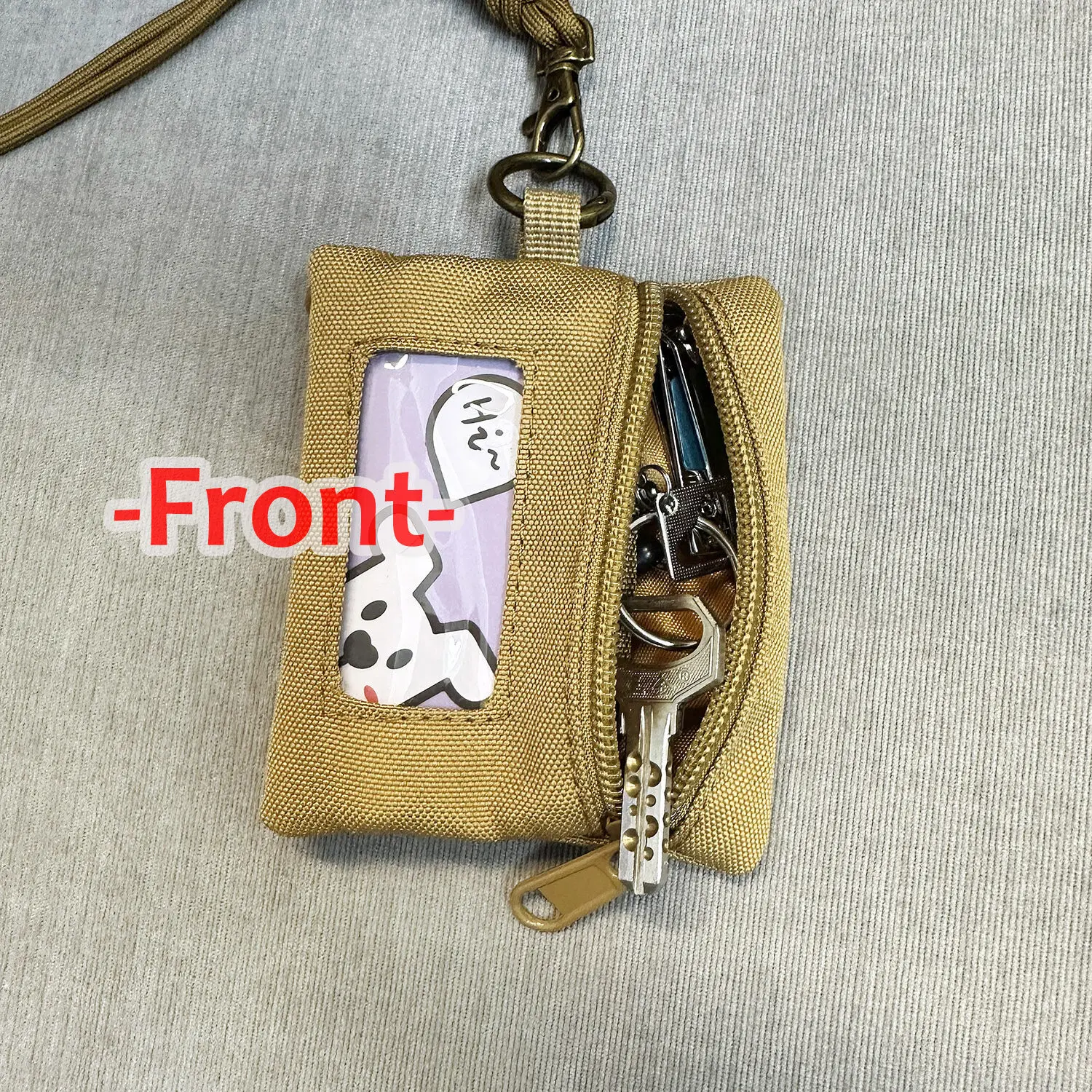 ID Transparent Window Small Wallet with Neck Lanyard Mini Coin Card Holder Zipper Pouch ins Key Bag Subway and Bus Card Cases