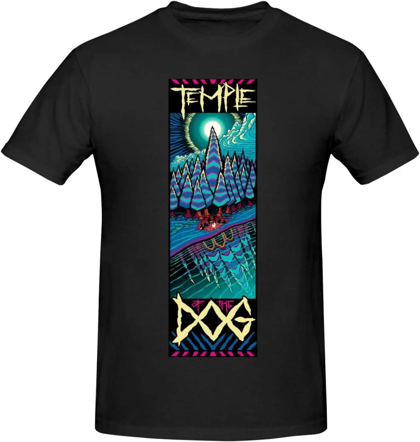 

Temple of The Dog Men's T-Shirt Casual Cotton Short Sleeve Crew Neck T-Shirts Graphic Print Tees Black