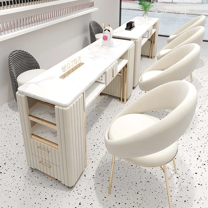 Nordic Commercial Furniture Nail Tables Simple Modern Cloakroom Manicure Table Fashion Hair Salon Multifunctional Storage Desk G