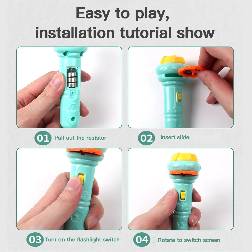 Cute Cartoon Creativity Toy Torch Lamp Flashlight Projector Toy Flashlight Projector Torch Lamp Baby Sleeping Story Book luminous projection flashlight flashlight projector toy