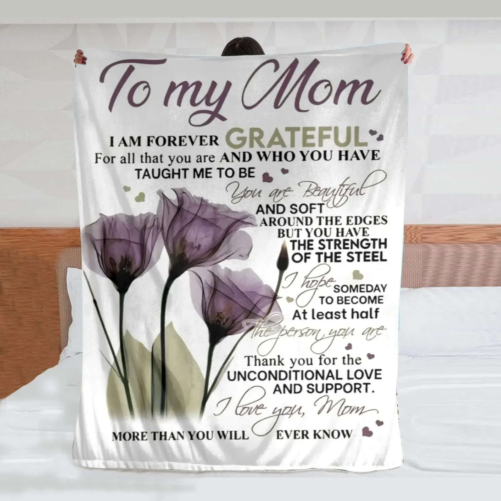 Flanell-Überwurfdecke mit Motiv „To My Wife“, Geschenke vom Ehemann, romantisch, mit Geschenk zum Geburtstag, alles Gute zum Jahrestag, Valentinstag – Detail 6