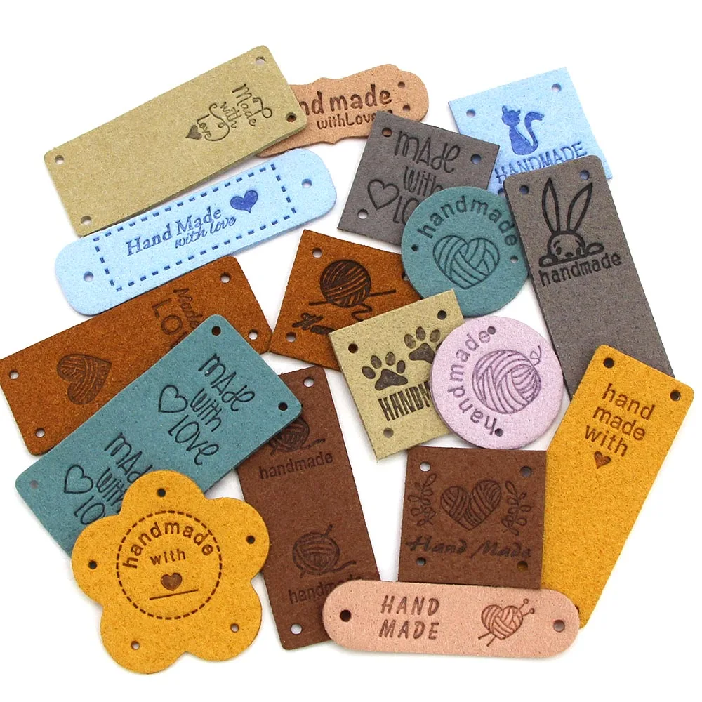 HMA Lot de 30 petites étiquettes en cuir faites à la main pour machine à coudre