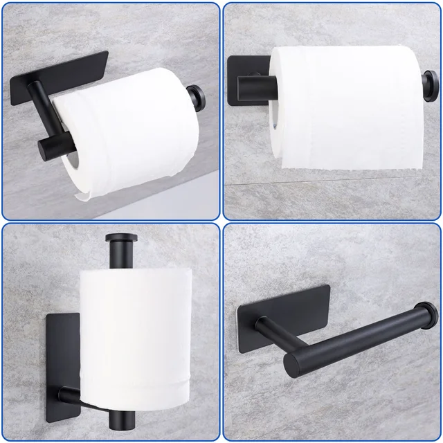 Porte-papier adhésif en acier inoxydable brossé or noir blanc support cuisine salle de bains papier toilette serviette rouleau étagère mouchoirs accrocher 6