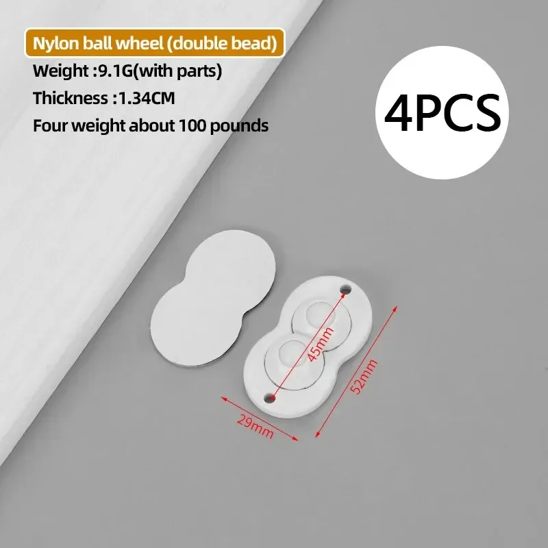 Adhesive Non Perforated Universal Furniture Casters Wheel Furniture Base Roller Ball Type Casters Handcart Silent Wheel 4PCS
