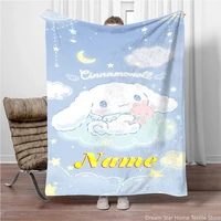 Custom Name Personalized Blanket Sanrio Kids Blanket Soft Fluffy Cinnamoroll Cartoon Warm Throw Quilt Blanket for Sofa Bedroom 1