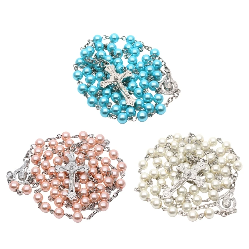 6mm Pearl Rosary Necklaces Bead Hangable Pendant Charm DXAF